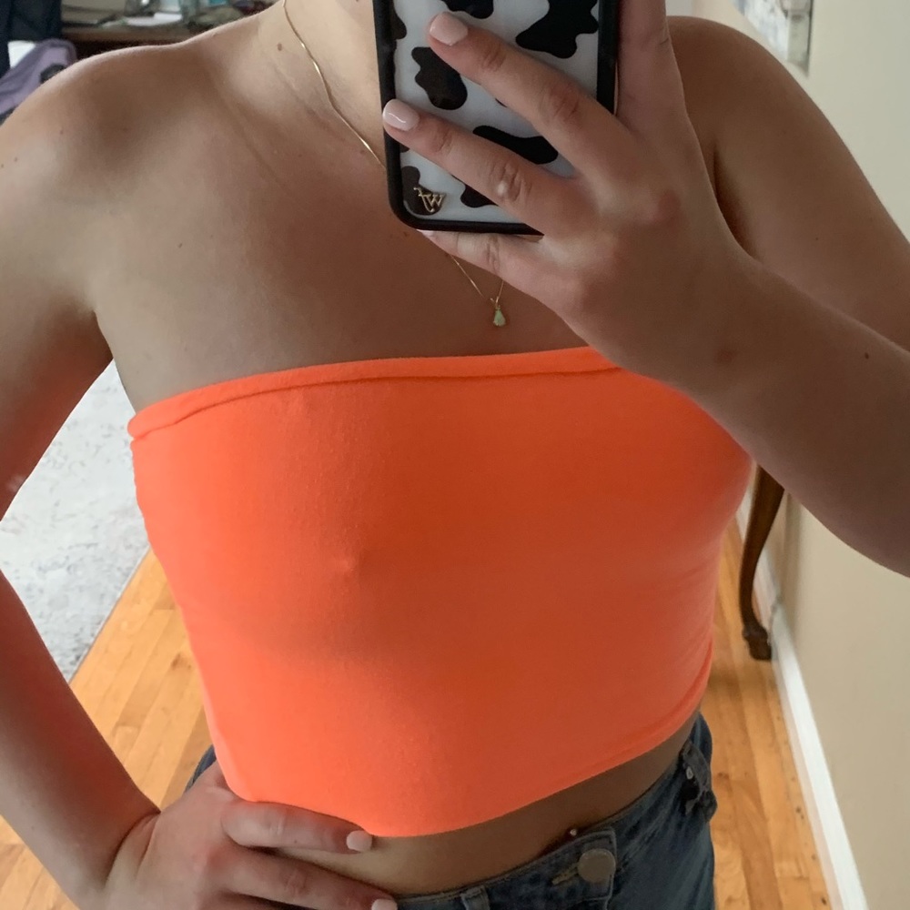 Neon orange tube top
